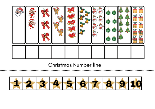 Christmas number line 1-10 cut and stick