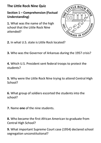 The Little Rock Nine Quiz **
