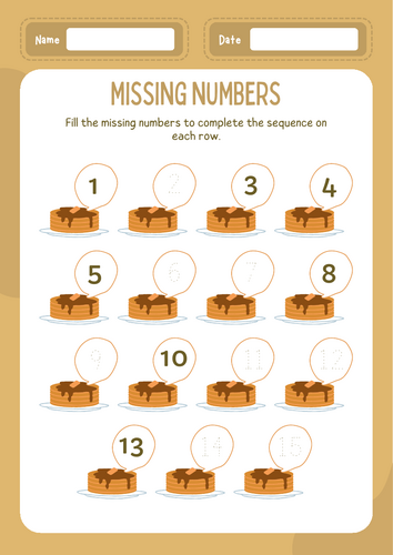 Filling the Missing Numbers Worksheets (Differentiated)