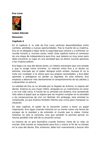 Eva Luna by Isabel Allende – Chapter 4 Summary and Analysis