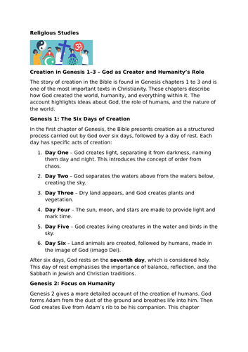 Creation in Genesis 1–3 – God as Creator and Humanity’s Role