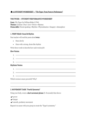 The Tyger — From Poem to Performance