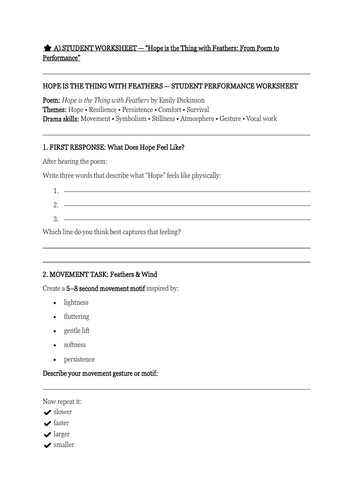 Hope is the Thing with Feathers — From Poem to Performance