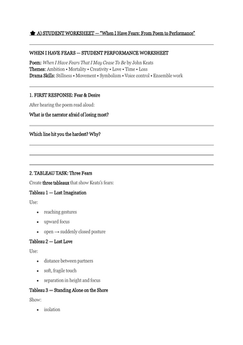 When I Have Fears — From Poem to Performance