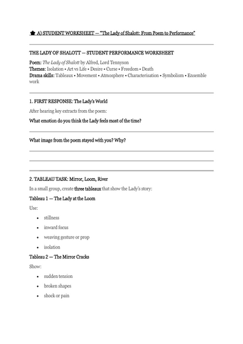 The Lady of Shalott — From Poem to Performance