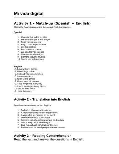 KS4 Sp Foundation - Mi vida digital