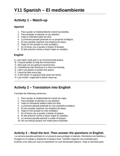 KS4 Sp Foundation - El medioambiente