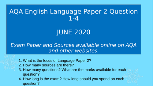 AQA English Language Paper 2 Question 1-4 June 2020 (Touching The Void & Gertrude Ball)