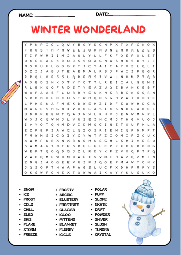 Winter Wonderland Word Search Fun Vocabulary for Young Learners