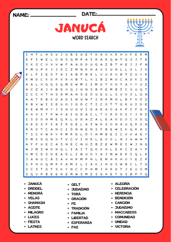 Sopa de Letras de Janucá