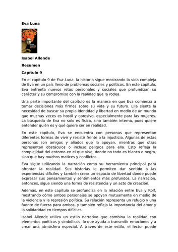 Eva Luna by Isabel Allende – Chapter 9