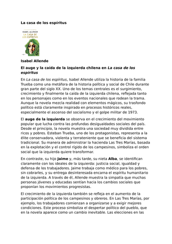 La casa de los espíritus by Isabel Allende – The Rise and Fall of the Chilean Left