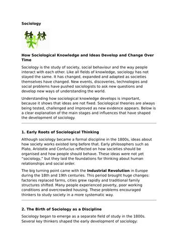 How Sociological Knowledge and Ideas Develop and Change Over Time