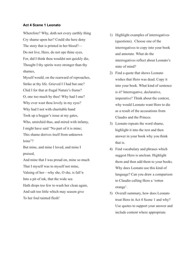 Act 4 Scene 1 Leonato