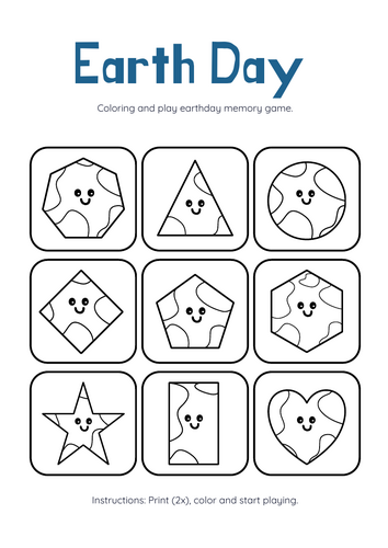 Earth Day Memory Game and Coloring Worksheet