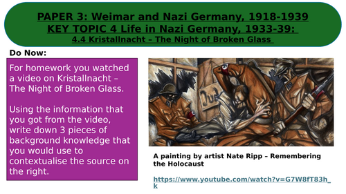 EDEXCEL GCSE HISTORY WEIMAR AND NAZI GERMANY LESSON 38 KRISTALLNACHT