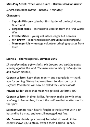 Mini-Play Script - The Home Guard