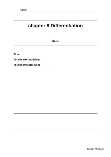 AS Pure 1 Chapter 8 Differentiation