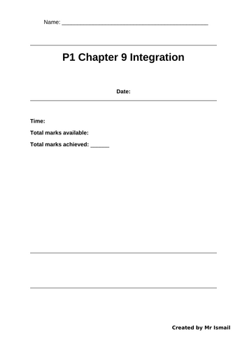 AS Pure1 Chapter 9 Integration
