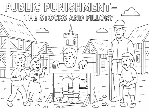 Medieval Crime and Punishment Punishment in the Stocks coloring picture