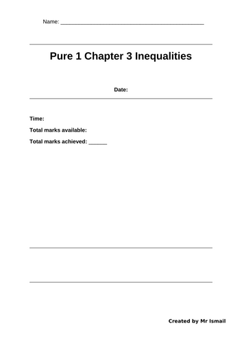 AS Pure 1 Chapter 3 Inequalities