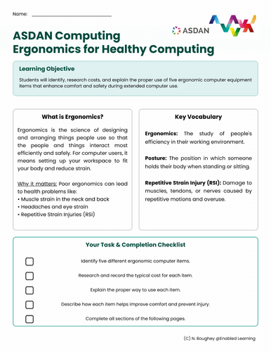 ASDAN Computing Short Course - Health and Safety - Identifying Safe Equipment - A6