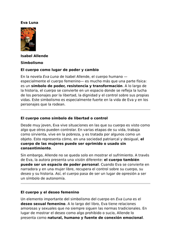 Eva Luna by Isabel Allende – Symbolism – The Body