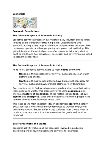 Economic Foundations – The Central Purpose of Economic Activity