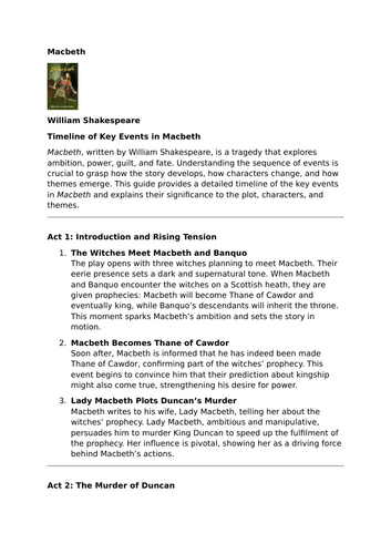 Macbeth by William Shakespeare – Timeline of Key Events