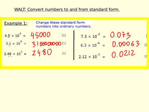 Converting numbers to and from standard form