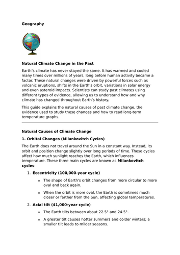 Natural Climate Change in the Past – Causes and Evidence