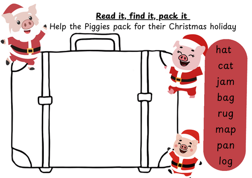 Pack Piggie's suitcase with CVC words