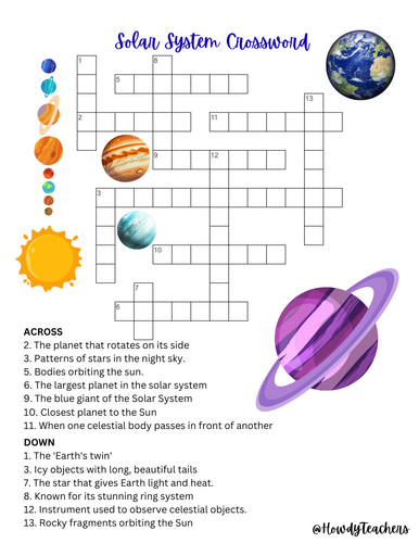 Solar System Vocabulary Crossword Activity