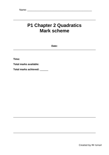 AS Pure 1 Chapter 2 Quadratics