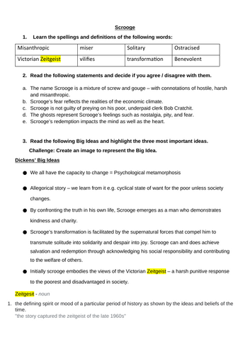 A Christmas Carol Character Profiles / Revision Sheets