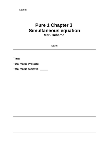 AS Pure 1 Chapter 3 Simultaneous Equation