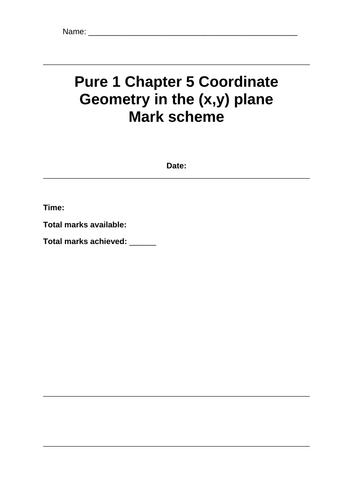 AS Pure 1 Chapter 5 Coordinate Geometry in the (x,y) plane