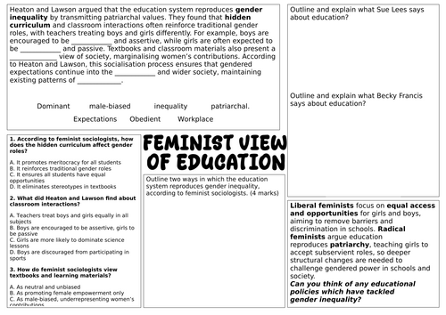 A-Level Sociology AQA - Theories of education revision worksheets