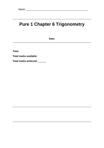 AS Pure 1 Chapter 6 Trigonometry
