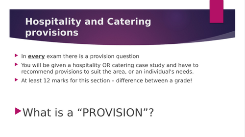 WJEC level 1/2 hospitality and catering A05 (provisions)