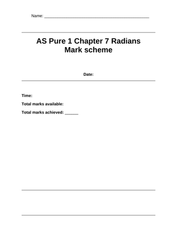 AS Pure 1 Chapter 7 Radians