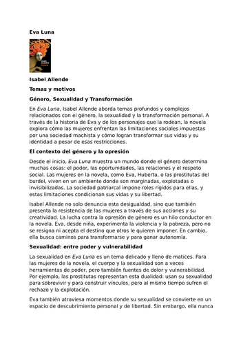 Eva Luna by Isabel Allende – Themes and Motifs – Gender