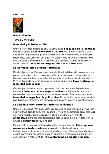 Eva Luna by Isabel Allende – Themes and Motifs – Identity and Self-Invention