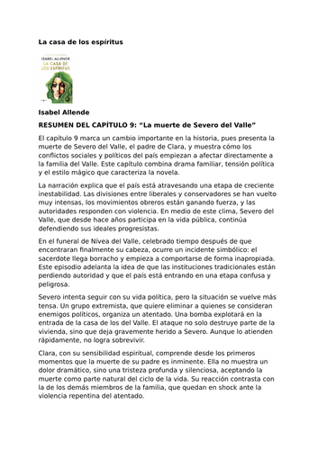 La casa de los espíritus by Isabel Allende – Chapter 9 – Summary and Analysis