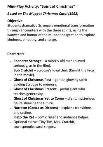 The Muppet Christmas Carol Mini-Play Activity Spirit of Christmas