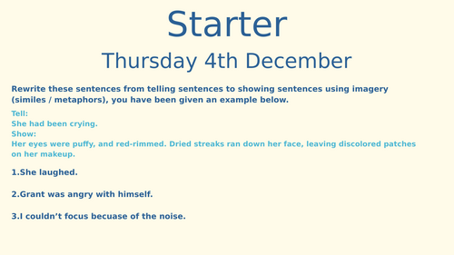 Creative Writing - Imagery (Metaphor / Simile)