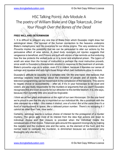 Talking Points - Blake & Tokarczuk, Drive Your Plough over the Bones of the Dead