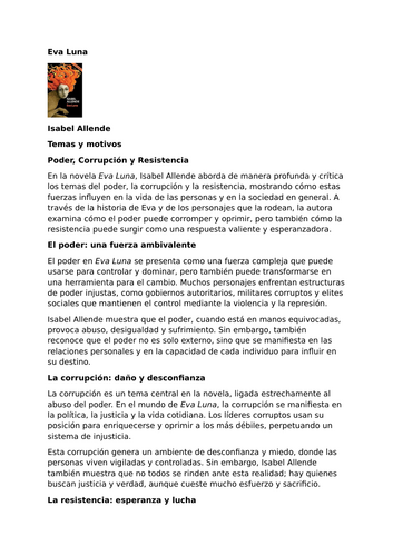 Eva Luna by Isabel Allende – Themes and Motifs – Power, Corruption and Resistance