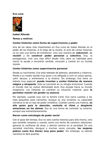Eva Luna by Isabel Allende – Themes and Motifs – Storytelling