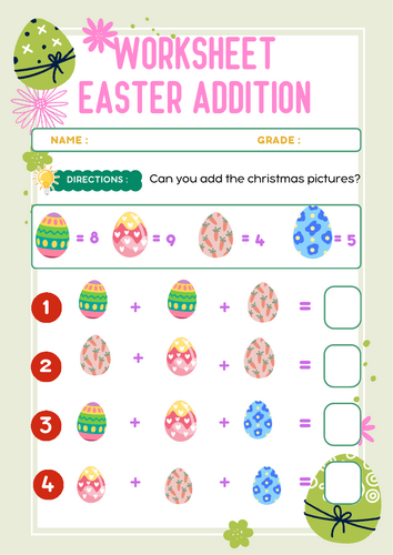Easter Math – Addition to 100  Worksheet (5 Pages)